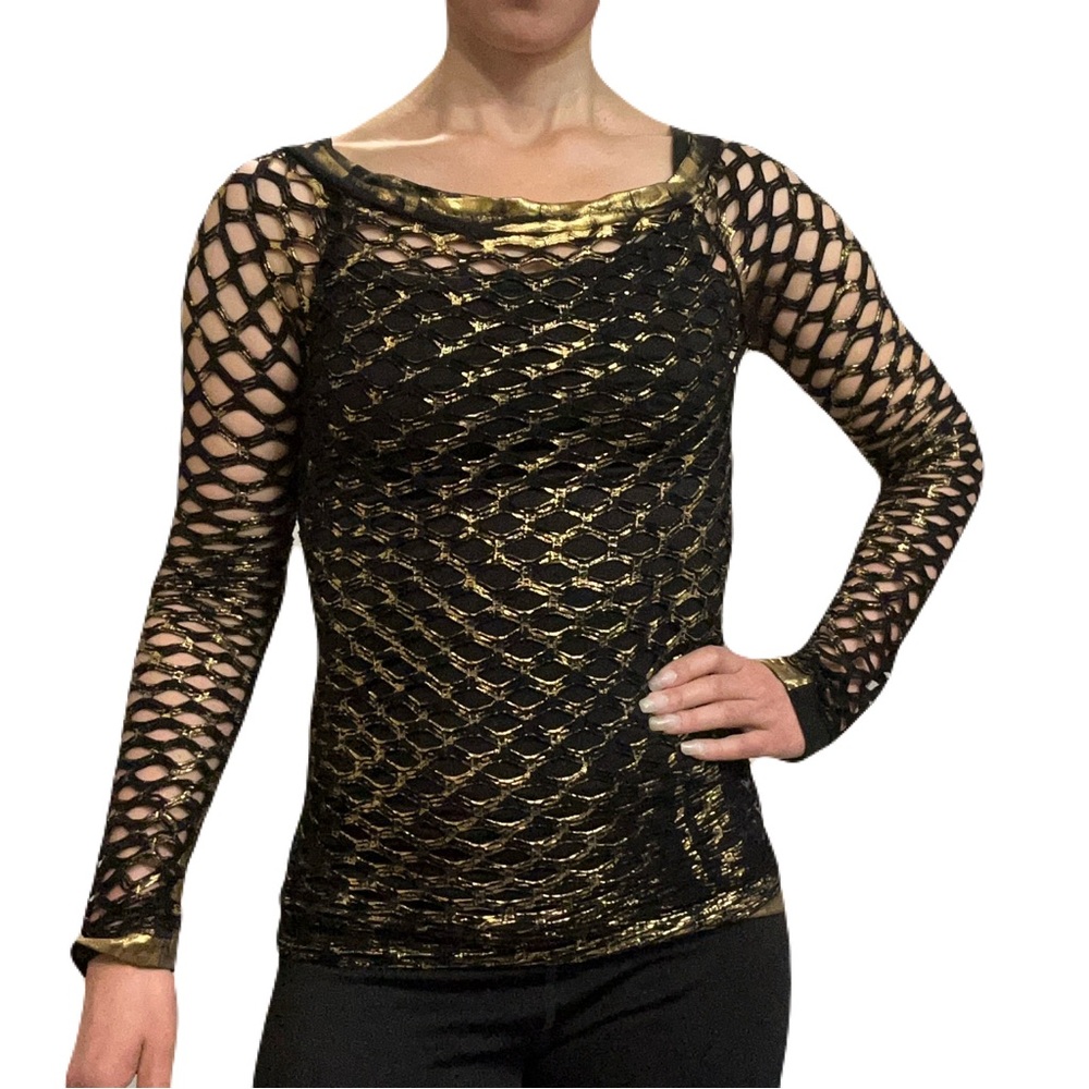 Fishnet top-black and Gold